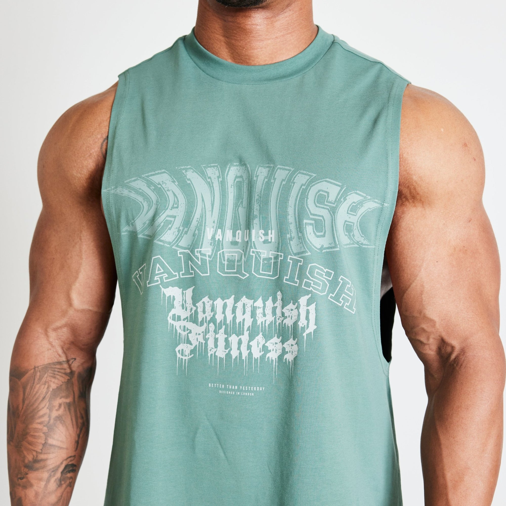 Vanquish TSP Olive Green Metal Sleeveless T Shirt - Vanquish Fitness