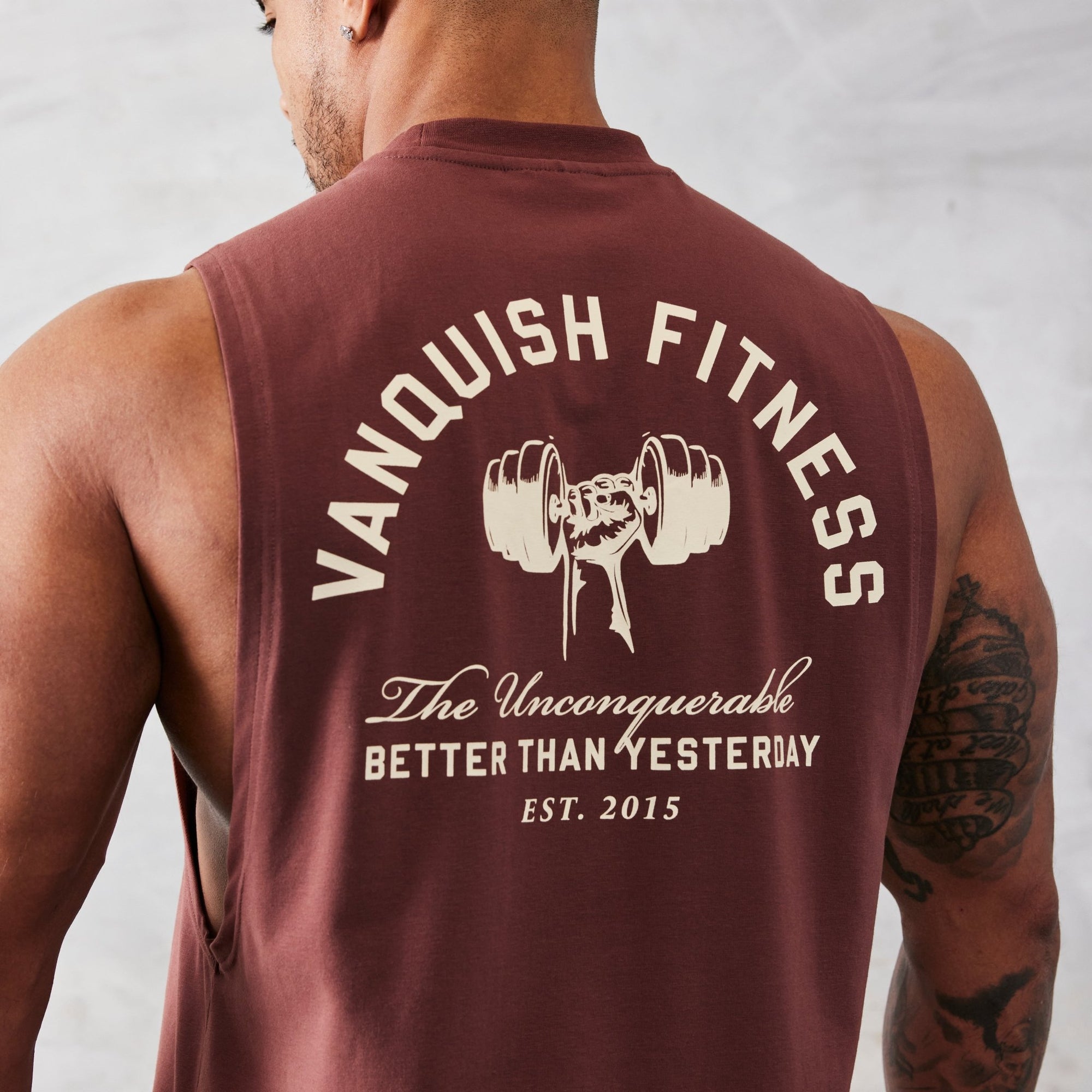 Vanquish TSP Sepia Brown Strength Sleeveless T Shirt - Vanquish Fitness
