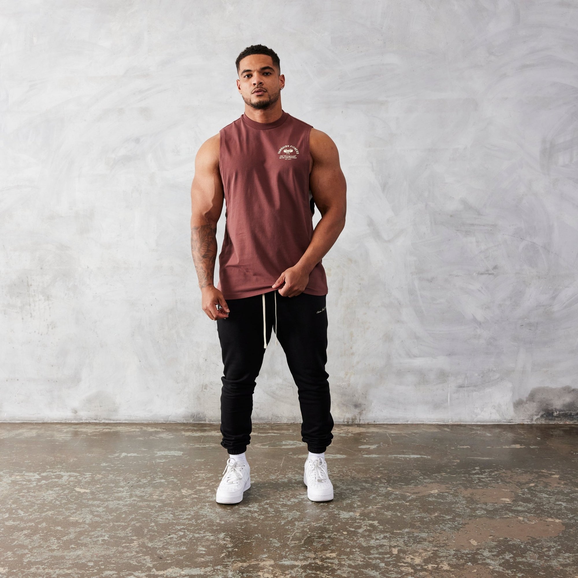 Vanquish TSP Sepia Brown Strength Sleeveless T Shirt - Vanquish Fitness