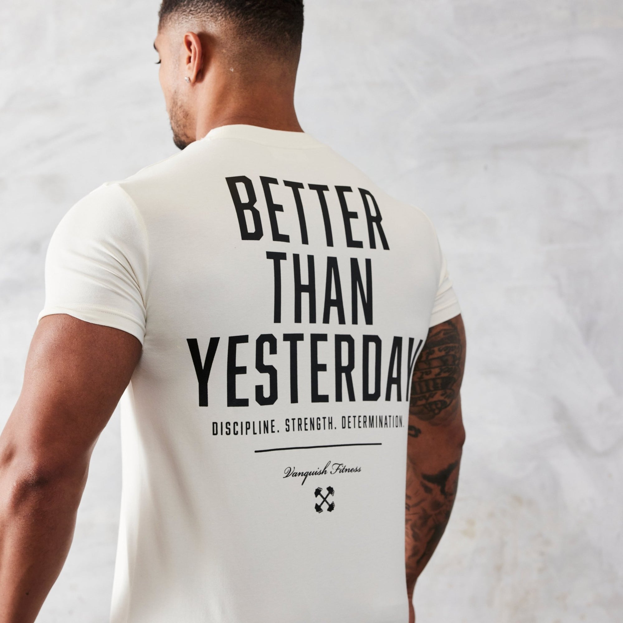Vanquish TSP Vintage White Discipline Fitted T Shirt - Vanquish Fitness