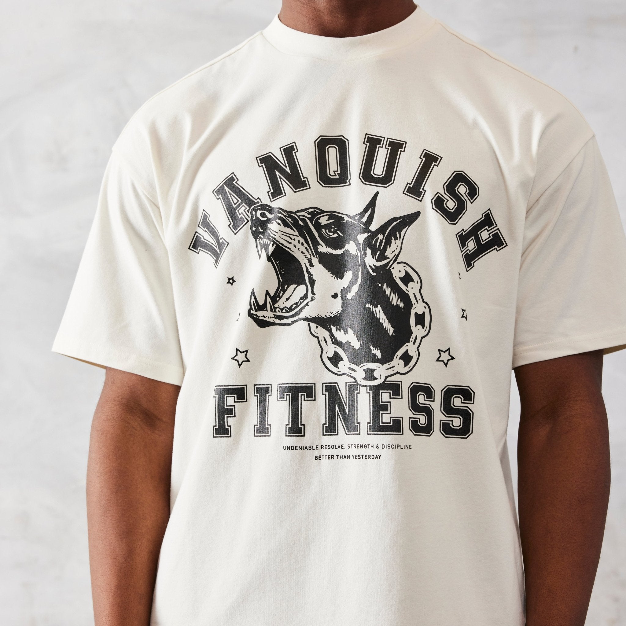 Vanquish TSP Vintage White Dobermann Oversized T Shirt - Vanquish Fitness