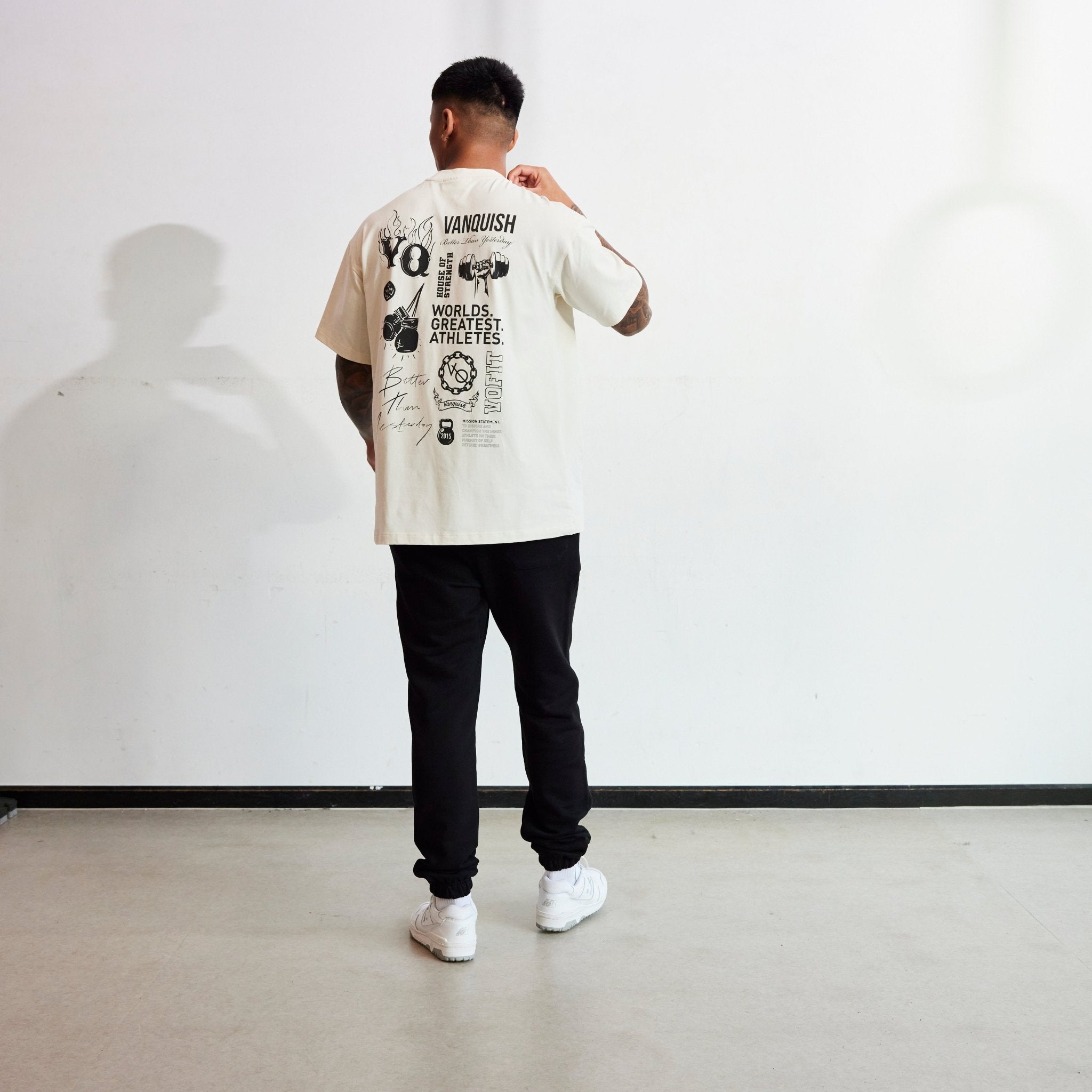 Vanquish TSP Vintage White Multi Print Oversized T Shirt - Vanquish Fitness