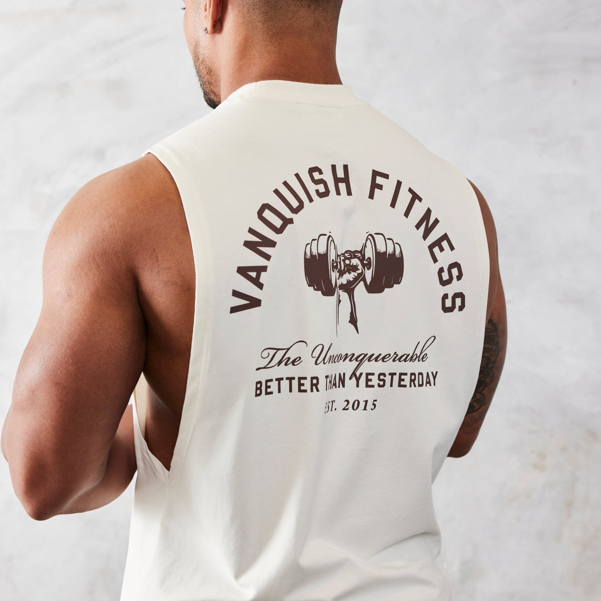Vanquish TSP Vintage White Strength Sleeveless T Shirt - Vanquish Fitness