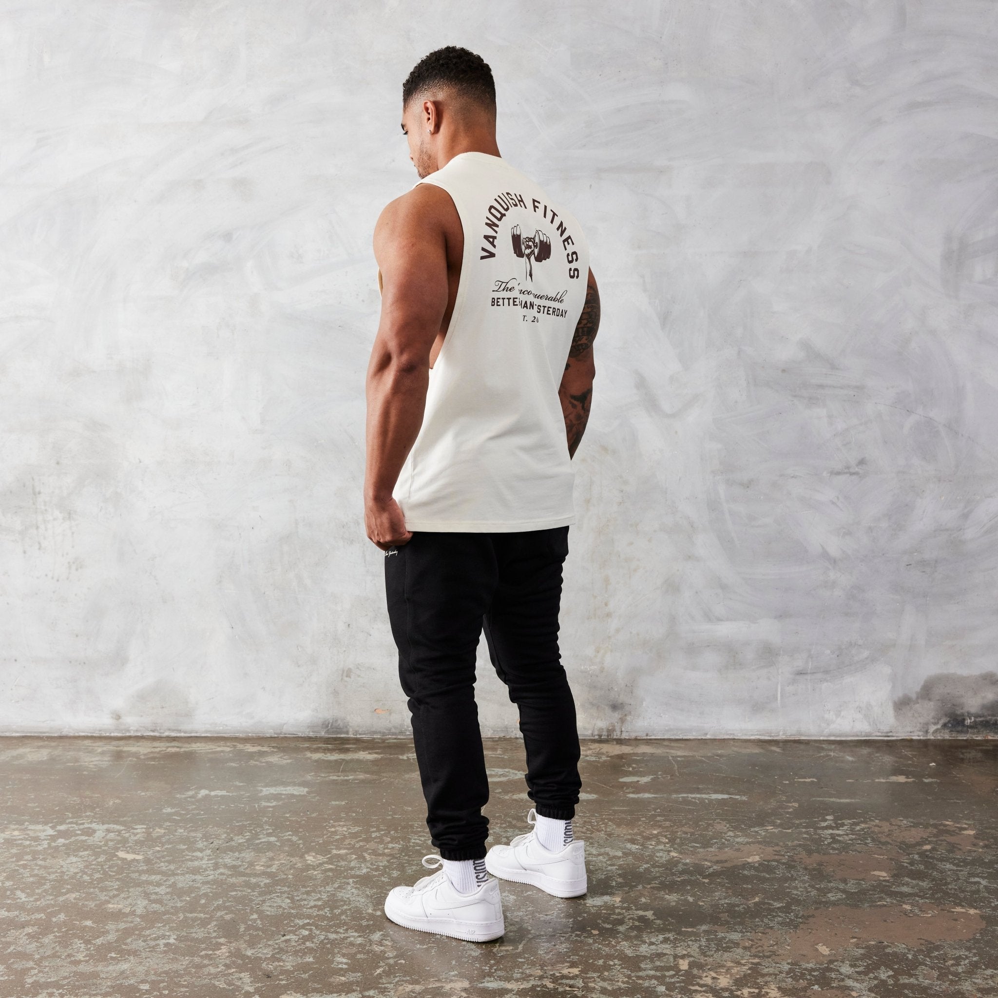 Vanquish TSP Vintage White Strength Sleeveless T Shirt - Vanquish Fitness