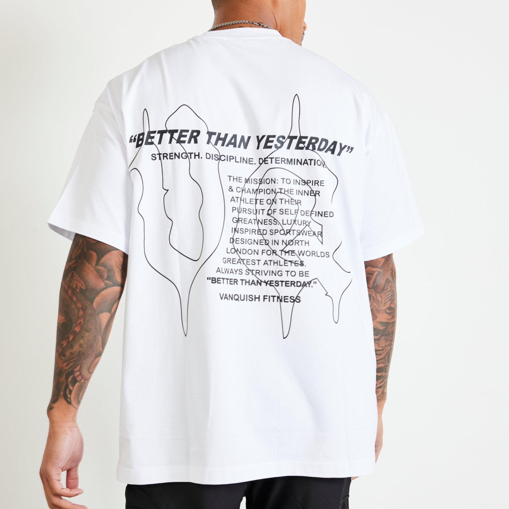 Vanquish TSP White Determination Oversized T Shirt - Vanquish Fitness