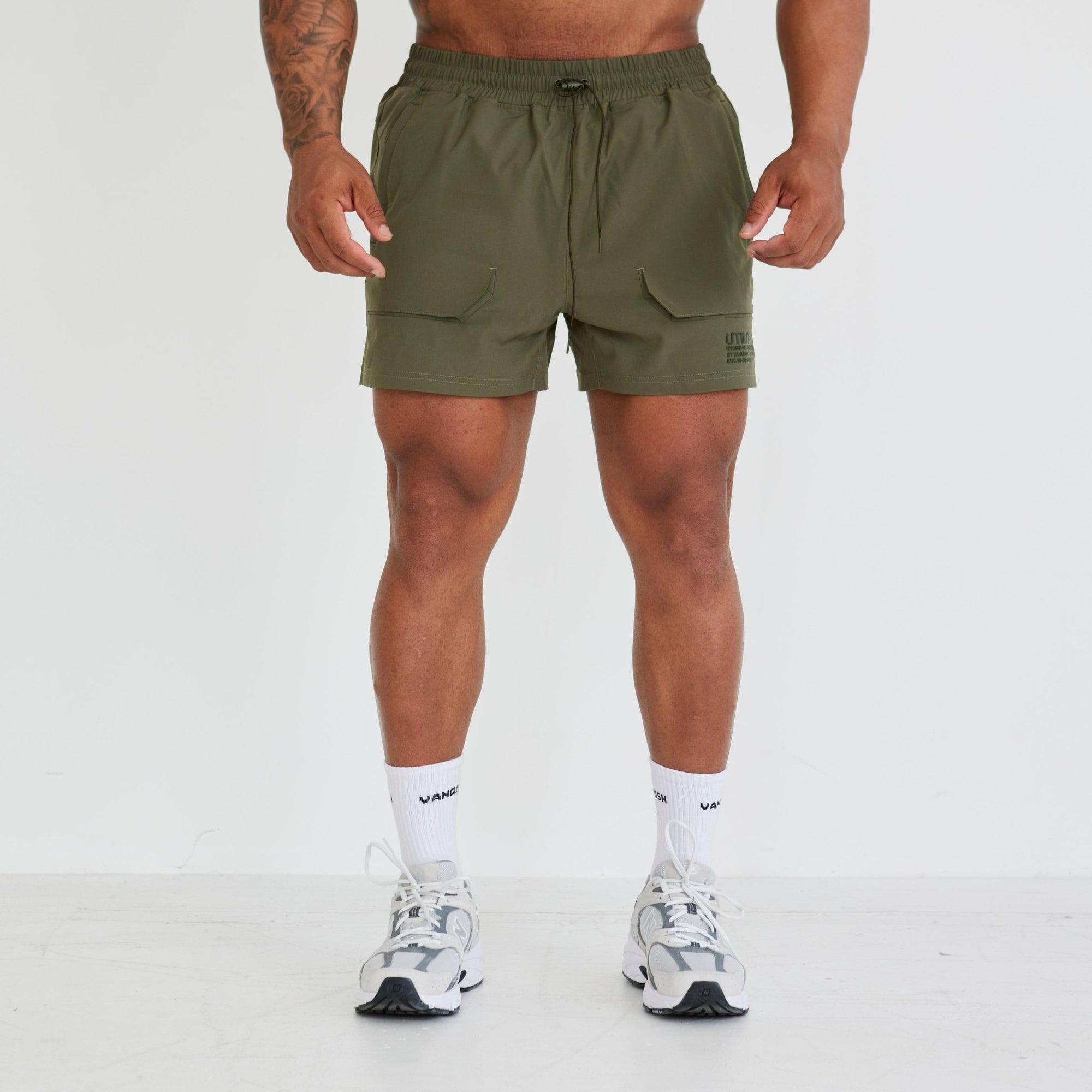 Vanquish Utility V3 Khaki 4" Shorts - Vanquish Fitness