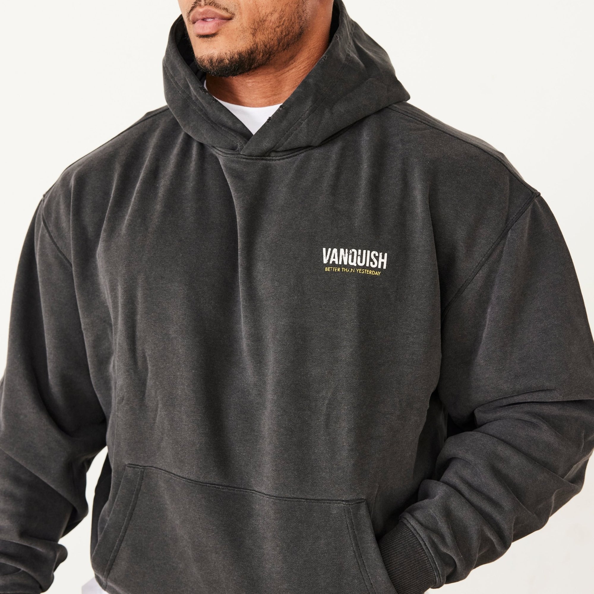 Vanquish Washed Black Oversized Pullover Hoodie - Vanquish Fitness