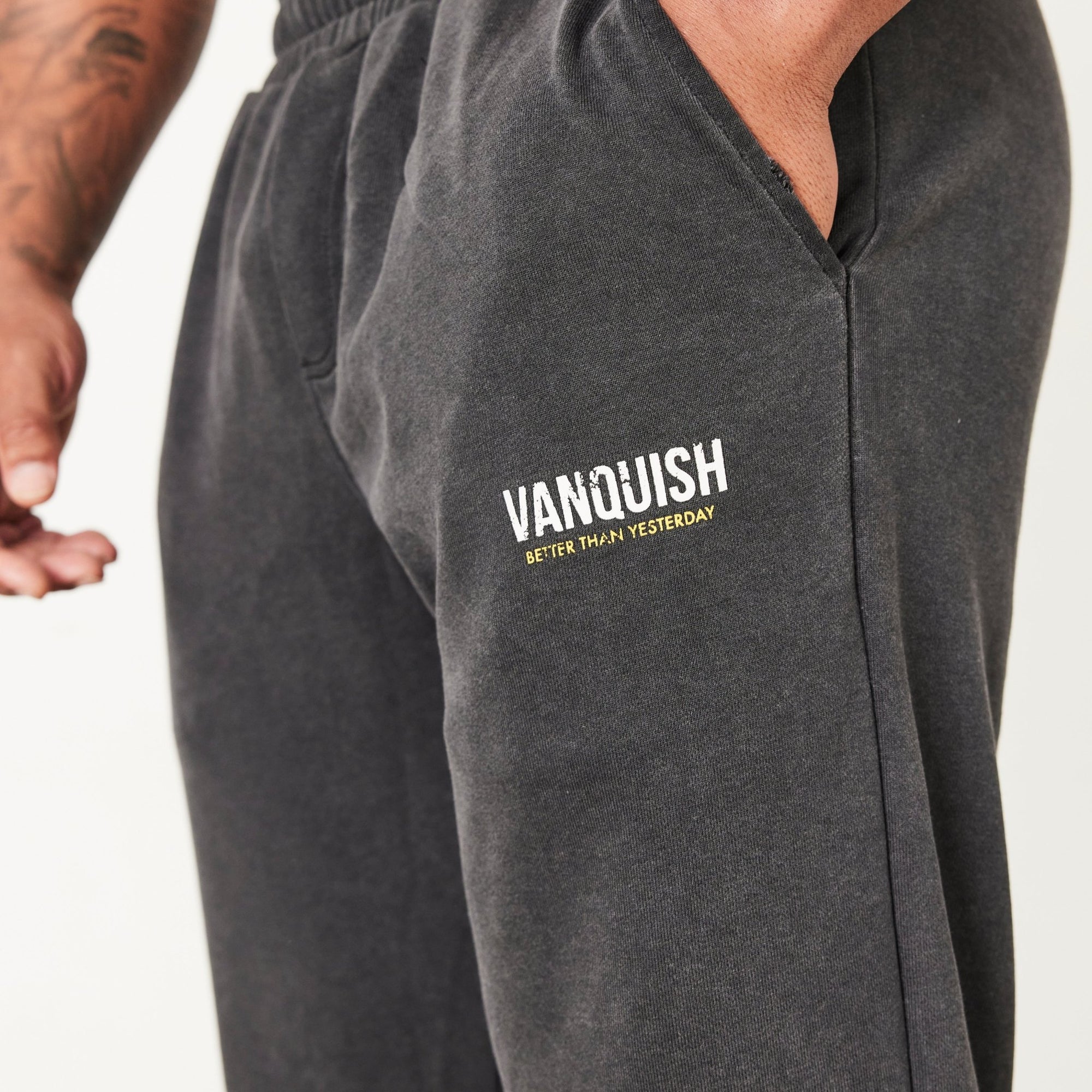 Vanquish Washed Black Oversized Sweatpants - Vanquish Fitness