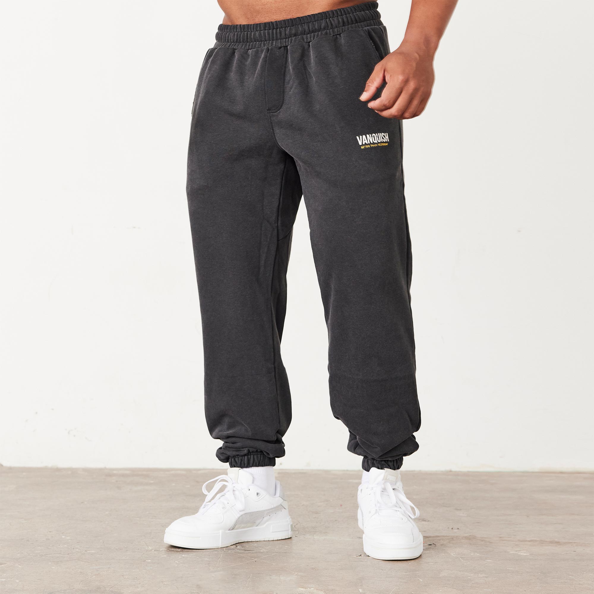 Vanquish Washed Black Oversized Sweatpants - Vanquish Fitness