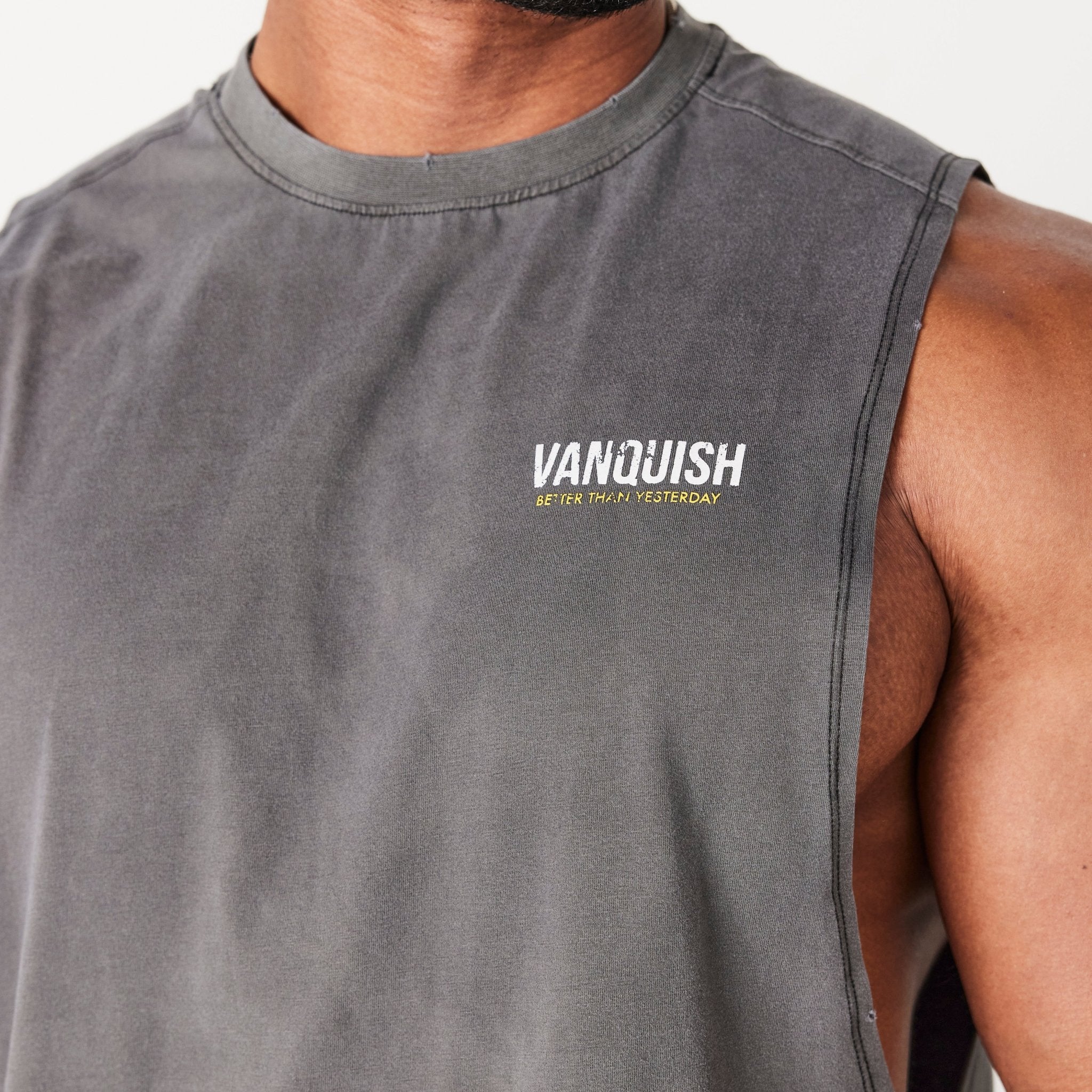 Vanquish Washed Black Sleeveless T Shirt - Vanquish Fitness