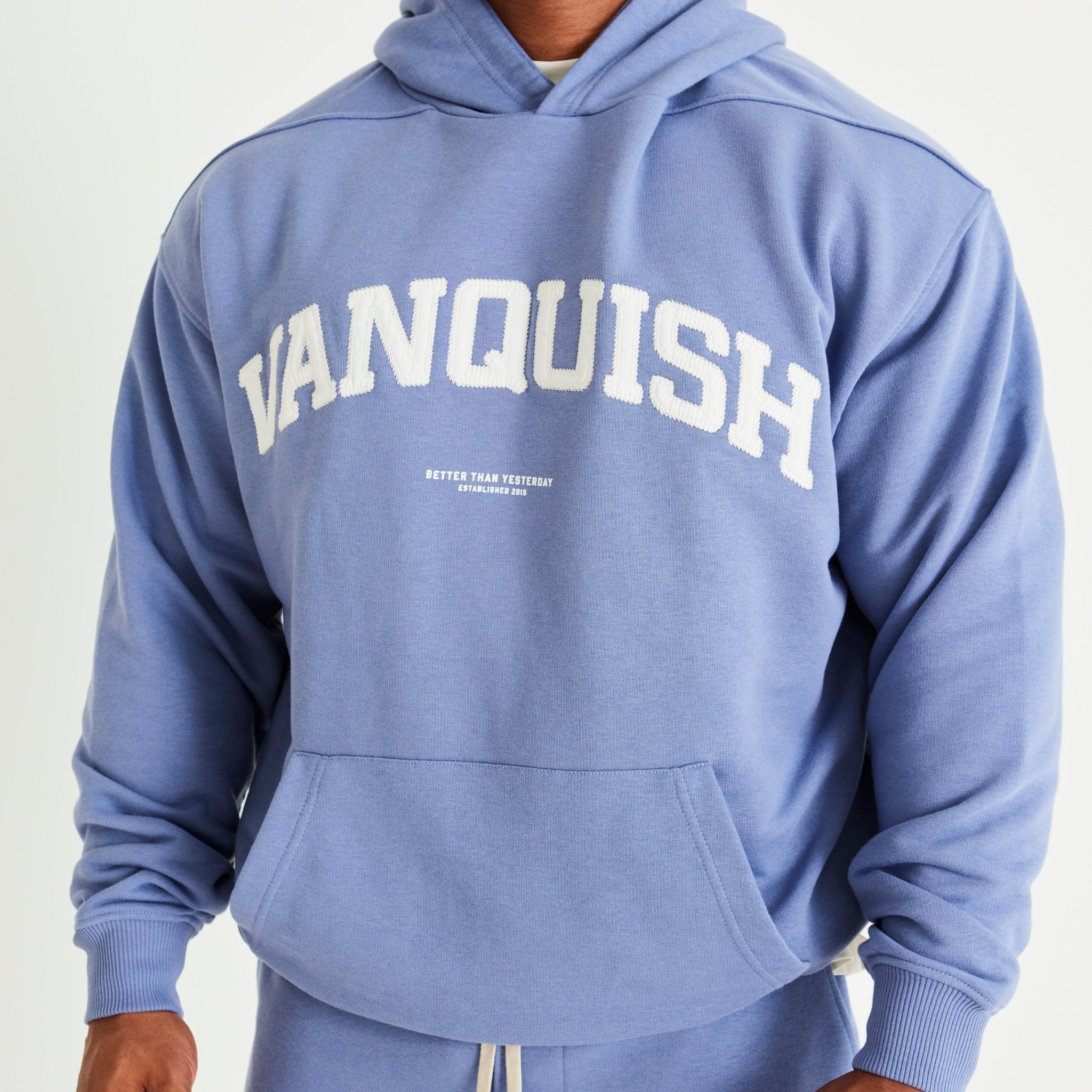 Vanquish Washed Blue Varsity Oversized Pullover Hoodie - Vanquish Fitness