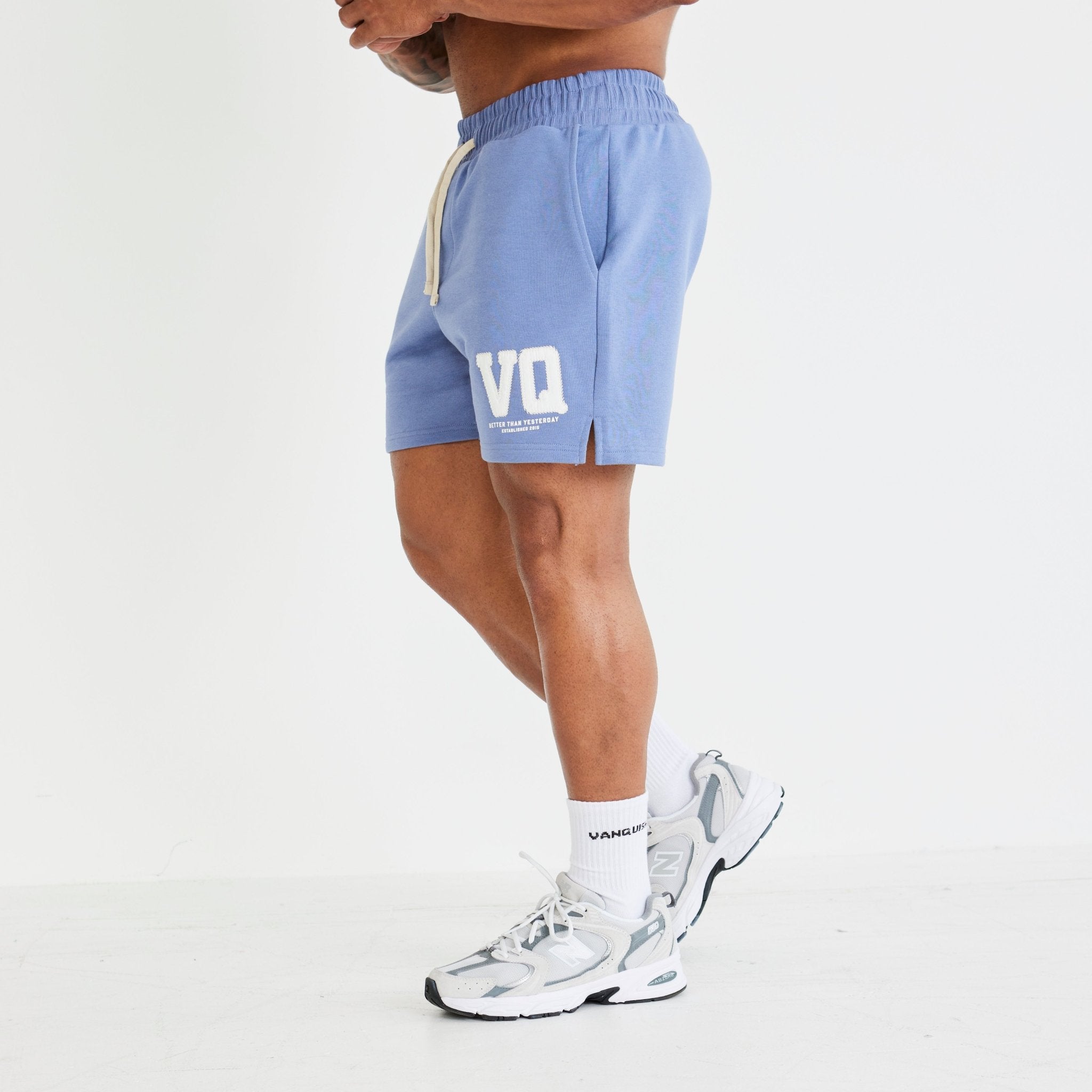 Vanquish Washed Blue Varsity Shorts - Vanquish Fitness