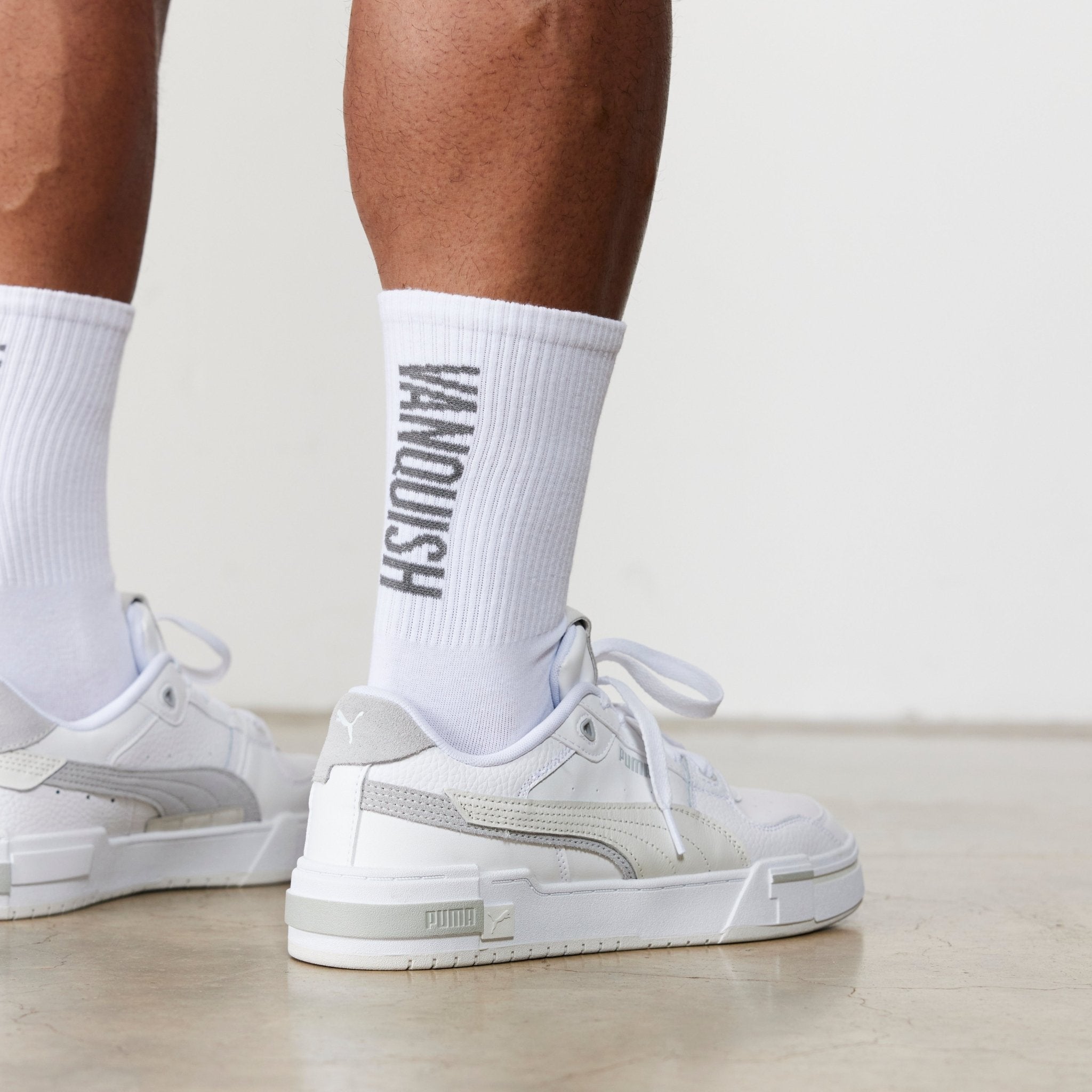 Vanquish White Back Logo Organic Socks - Vanquish Fitness