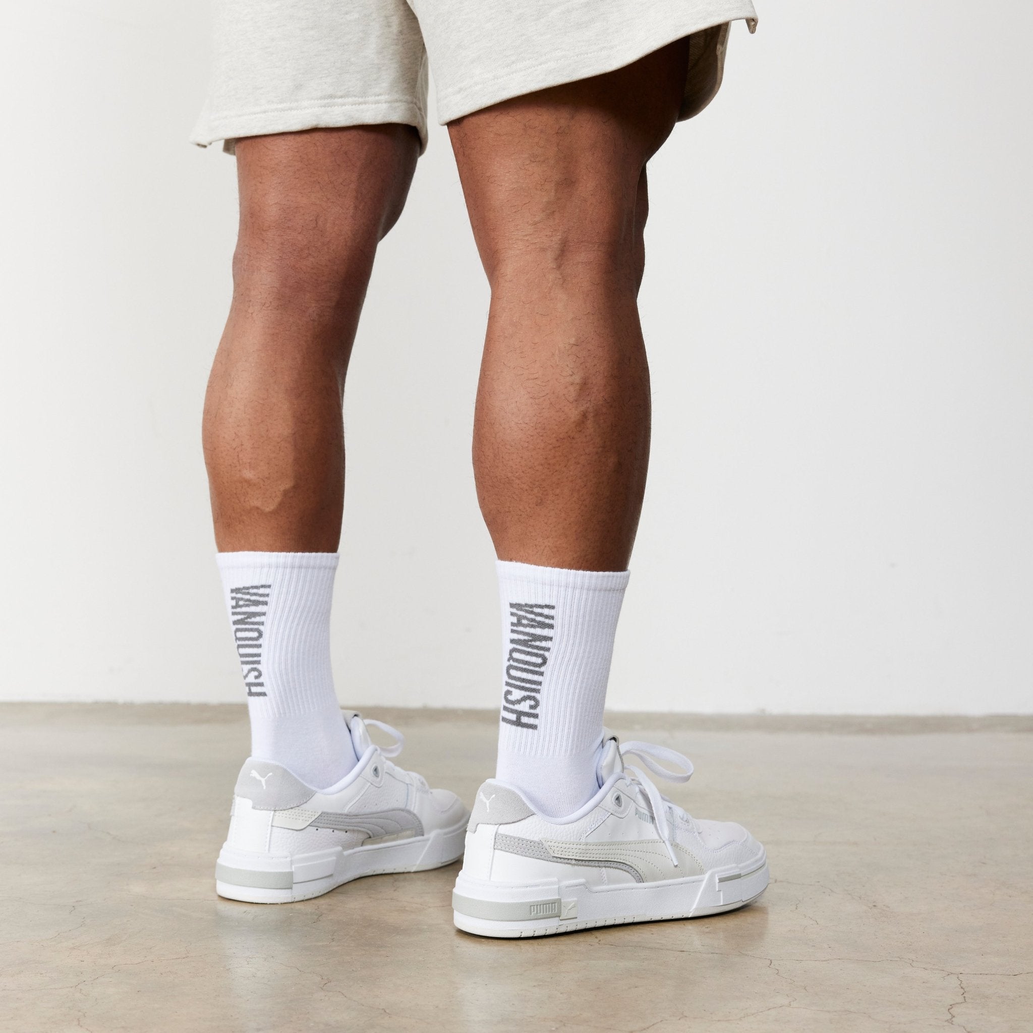 Vanquish White Back Logo Organic Socks - Vanquish Fitness