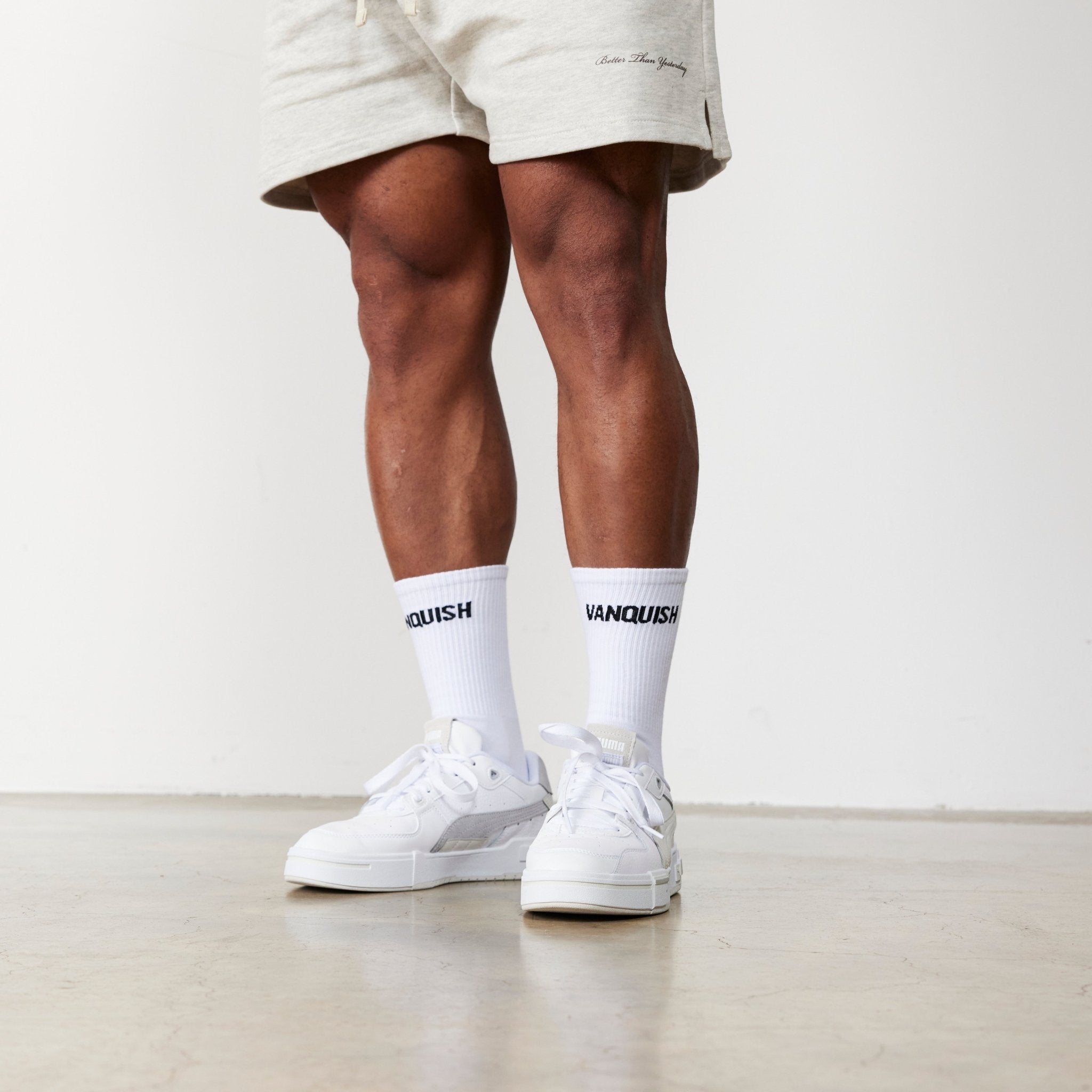 Vanquish White Front Logo Organic Socks - Vanquish Fitness