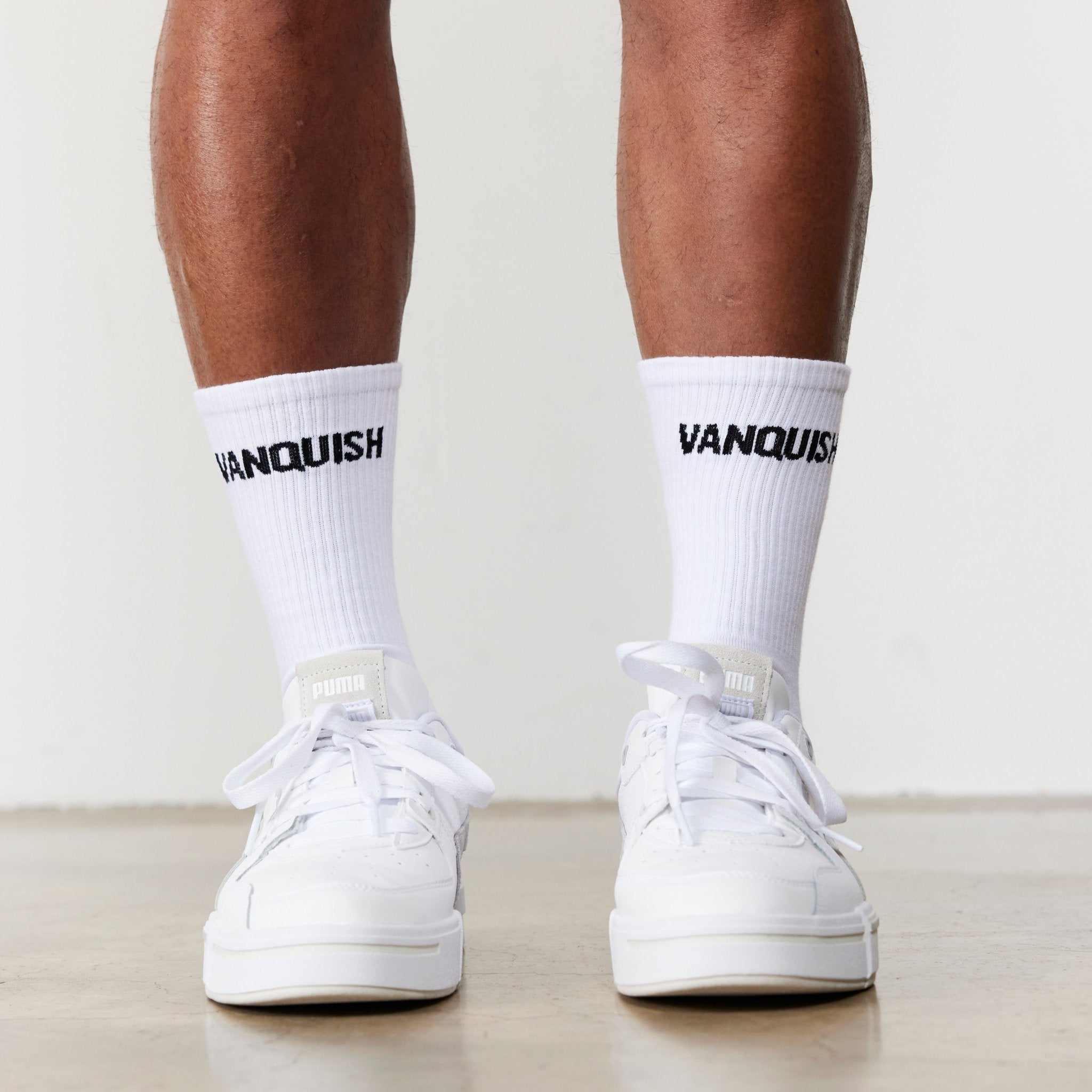 Vanquish White Front Logo Organic Socks - Vanquish Fitness